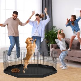Dog Playpen, 8 Panels Foldable Metal Dog Exercise Pen, 24' H Pet Fence Puppy Crate Kennel With Ground Stakes