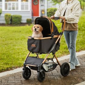 Pet Stroller, 4 Wheels Dog Stroller Rotate With Brakes, 66 Lbs Weight Capacity, Puppy Stroller With Detachable Carrier