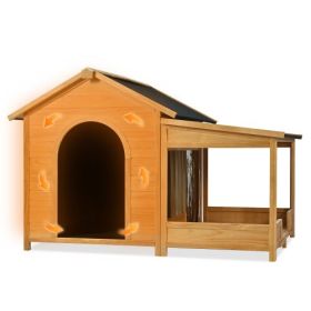 60.2  Large Outdoor Dog House With Insulated Liner For Winter Waterproof Dog Kennel House With Porch And Asphalt Roof And