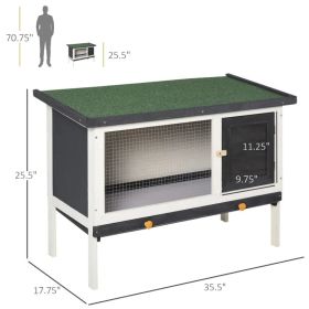 PawHut Wooden Rabbit Hutch, Bunny Cage For Small Pet W Slide-out Tray, Openable Roof