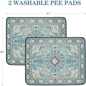 Qeils Washable Pee Pads For Dogs, 2 Pack Reusable Puppy Pads 36x41  Super Absorbent Leakproof Non-Slip Potty Pads For Floor, Crate,