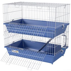 2-Tier Guinea Pig, Ferret, Chinchilla, Small Animal Cage Indoor with Dish and Bottle, 2 Doors, Deep Bottoms, Ramp, 28", Blue