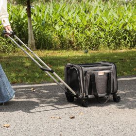 Cat Carrier With Wheels, Airline Approved Rolling With Telescopic Handle And Shoulder Strap, Carrier With Wheels For Pets Under 25 Lbs