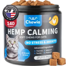 Cat Calming Treats Hemp Calming Care Cat Melatonin Soft Chews With Hemp Seed Oil And Probiotics Anxiety Relief Storms Travel Grooming Sep