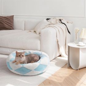 MEWOOFUN Donut Bed For Indoor Cats - Round Washable Plush Pet Bed With Jacquard Shaggy Fabric & Non-Slip Bottom