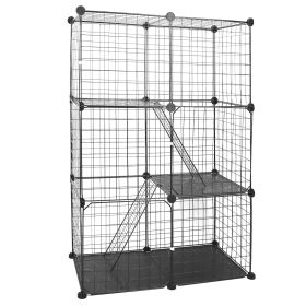 Cat Cage DIY Indoor Pet House, Small Animal House. Detachable Playpen With 3 Doors And 3 Layers, Suitable For Kittens, Puppies, Rabbits