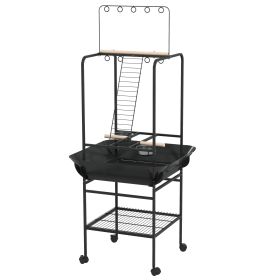Bird Stand with Wheels, Perches, Stainless Steel Feed Bowls, Pull-Out Tray
