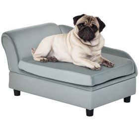 Luxury Fancy Dog Couch with Hidden Storage, 2" Soft Foam, Modern Pet Furniture for Puppies & Little Breeds, Pale Gray