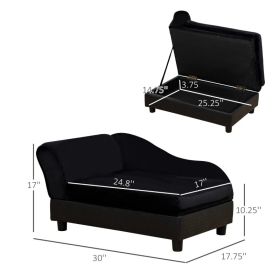 PawHut Pet Sofa Bed Couch With Storage For Cats And Small Dogs, Black