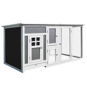 63" Chicken Coop Wooden Chicken House Rabbit Hutch Poultry Cage Hen Pen Backyard PC Roof with Run Box