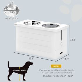 PawHut Elevated Stainless Steel Dog Bowls With Slow Feeder Mat, Storage Cabinet, For Large & Extra Large Dogs, White
