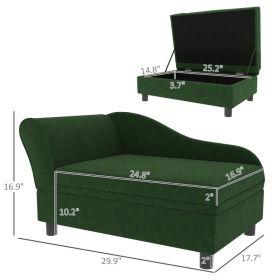 PawHut Pet Sofa Bed Couch With Storage For Cats And Small Dogs, Green