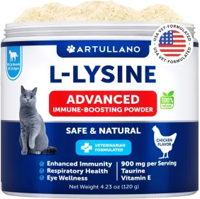 L Lysine Powder Supplement for Cats Immune Support 900mg Serving