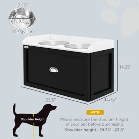 PawHut Elevated Pet Feeding Station with 2 Dog Bowls And Storage For Large Sized Dogs, White And Black