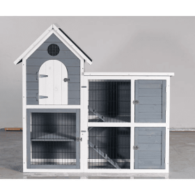 Large Outdoor Chicken Coop Cage Weatherproof 2-Story Chicken Coop Indoor Outdoor Pet House With No-Leak Tray, Waterproof Roof