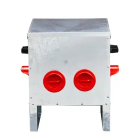 Automatic Chicken Feeder Rodent Proof, 4 Ports Large Capacity Metal With Handles And Lid, Galvanized Chicken Feeder For Hen Coop