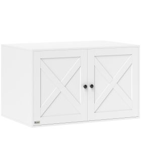 Cat Litter Box Enclosure With Barn Door, Cat Hole, 31.5 X 21 X 20, White