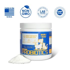Bark And Meow Probiotics For Dogs & Cats 7 Tailored Strains Prebiotics, Pumpkin & Carrot 5 Billion CFU Scoop Human-Grade