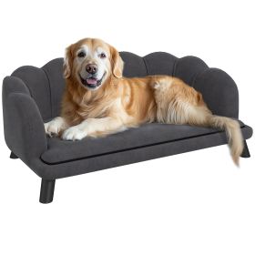 Comfortable Large Dog Couch Charcoal Gray with Foam Cushioning and Extra Pillow