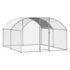 Metal Chicken Coop, 9.8x13.1x6.5 ft Large Walk-in Chicken Runs with Cover, Doom Roof Hen House Enclosure with Security Lock
