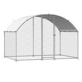 Metal Chicken Coop, 9.8x6.5x6.5ft Large Walk-in Chicken Runs with Cover, Doom Roof Hen House Enclosure with Security Lock