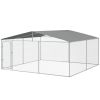 Outdoor Dog Kennel Galvanized Steel Fence with Cover Secure Lock Mesh Sidewalls for Backyard 15' x 15' x 7.5'