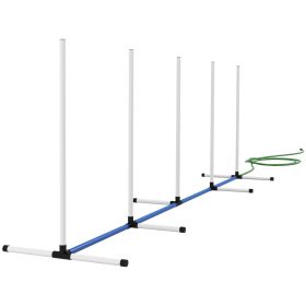 4 Pieces Dog Agility Training Equipment Set with Weave Poles, Spray Water Tube