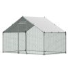 Large Metal Chicken Coop, 9.8 x 6.6 x 6.6 ft, Walk-in Chicken Runs with Waterproof Cover, Spire Roof Hen House Enclosure with Lock