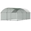 Large Metal Chicken Coop, 9.8 x 19.7 x 6.6 ft, Walk-in Chicken Runs with Waterproof Cover, Dome Roof Hen House Enclosure with Lock