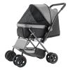 VEVOR Pet Stroller, 44 lbs Weight Capacity, Foldable Dog Stroller Cart, 4 Wheels Cats Stroller with Mesh Windows & Revrsible Handle