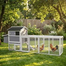 large main house, Gray Wooden Chicken Coop, Large Outdoor Hen House Poultry Cage, Rabbit Hutch