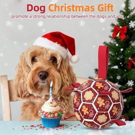 7 Inch Soccer Ball Dog Toy with Straps Tug of War Pet Gift