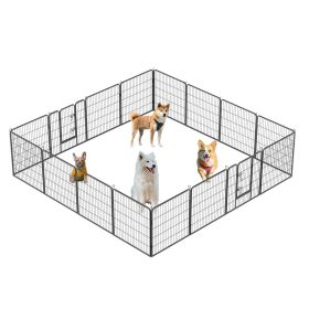 Dog Pens Outdoor 32" Height Foldable 16 Panels Heavy Duty Metal Portable Dog Playpen Indoor Anti-Rust Exercise