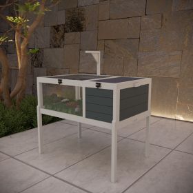Tortoise Habitat Wooden House Reptile Cage For Small Animals With Detachable Legs, Removable Waterproof Tray, Light Support