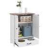 PawHut Dog Feeding Station, Storage Cabinet with Hidden Bowls, Adjustable Panel, Hooks for Medium Sized Dogs