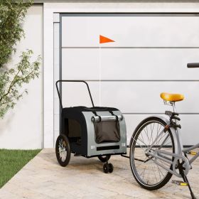 Pet Bike Trailer Black and Grey Oxford fabric, Iron, PVC Small