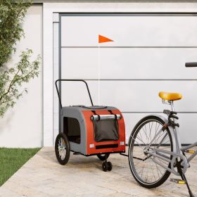 Pet Bike Trailer Orange and Grey Oxford fabric, Iron, PVC Compact