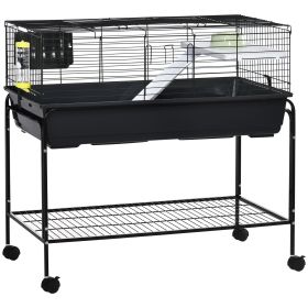 PawHut Two-Story Small Animal Cage Removable from Stand, Ferret, with Shelf & Wheels, Pet Habitat