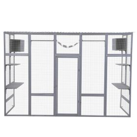 Wooden Cat Enclosure with 6 Platforms 2 Condos Bridge Scratching Board