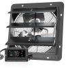 Shutter Exhaust Fan, 12'' with Temperature Humidity Controller, EC-motor, 940 CFM, 10-Speed Adjustable Wall Mount Attic Fan