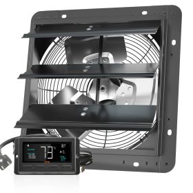 Shutter Exhaust Fan, 12'' with Temperature Humidity Controller, EC-motor, 940 CFM, 10-Speed Adjustable Wall Mount Attic Fan