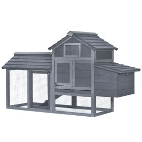 PawHut 59" Small Wooden Chicken coop Hen House Poultry Cage for Outdoor Backyard Removable Tray