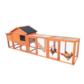 111.5" Wooden Chicken Coop, Large Outdoor Hen House with Nesting Box Poultry Cage, Rabbit Hutch Bunny Cage , Waterproof UV Panel for Outdoor Back