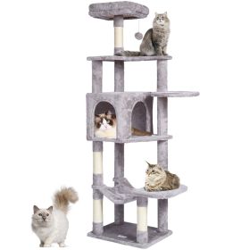 VEVOR Cat Tree for Indoor Cats, 60.6" Cat Tower with Cat Condo, Sisal Scratching Post, Hammock, Top Perch, Jumping Platforms