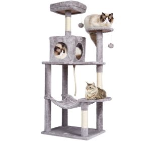 VEVOR Cat Tree for Indoor Cats, 56.2" Cat Tower with Cat Condo, Sisal Scratching Post, Hammock, Top Perch, Jumping Platforms