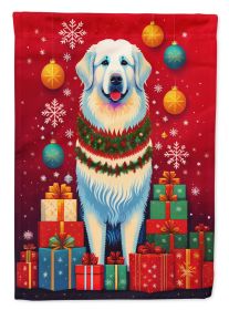 Great Pyrenees Holiday Christmas House Flag Large Porch Sleeve Pole Decorative Outside Yard Banner Artwork Wall Hanging, Polyester, House Size