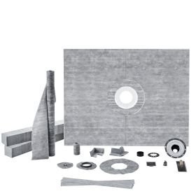 VEVOR Shower Curb Kit, 60"x48" Shower Pan Kit with 2" ABS Central Flange, Waterproof Membrane, Stainless Steel Grate