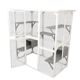 XPT018 cat cage box lovely house cute pet play space Wooden White Medium
