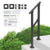 VEVOR Handrails for Outdoor Steps, 1-2 Step Stair Hand Rail Kit, Transitional Carbon Steel Railings with Installation Kit, Stair Rails for Seniors