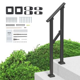 VEVOR Handrails for Outdoor Steps, 1-2 Step Stair Hand Rail Kit, Transitional Carbon Steel Railings with Installation Kit, Stair Rails for Seniors